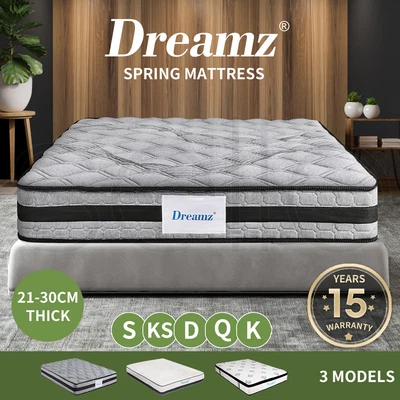 $324.99 • Buy Dreamz Pocket Spring Mattress Bed Queen Double King HD Foam Medium Firm 21-30CM