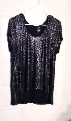 Jennifer Lopez Blouse Women's Casual Size XL Pullover Black & Silver Bright • $15.99