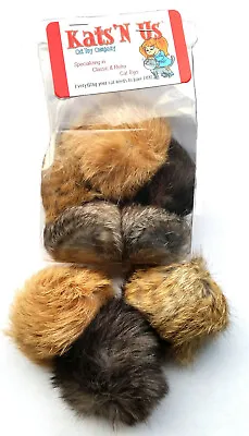  Jumbo Rabbit Fur Pom Pom Ball Cat Toy 10 Pak   • $16.99