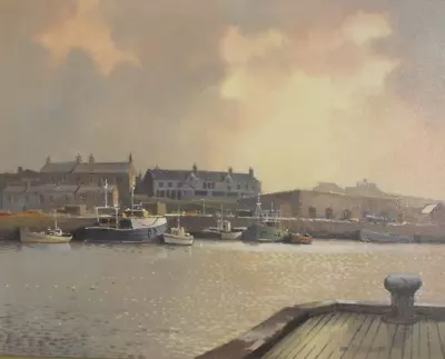 Don Micklethwaite - Original Oil Painting - Harbour Scene With Moored Boats. • £119.99