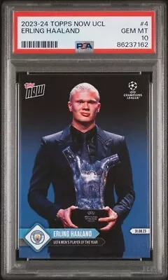 Erling Haaland * Psa 10 * Player Of Year Trophy * 2023-24 Topps Now Ucl #4 Qty • $59.99