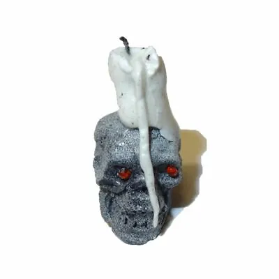 Dollhouse Halloween Red Rhinestone Eye Sculptd Skull Candle Haunted Miniature #6 • $9.95