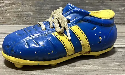 Vintage 70s Pottery Blue Yellow Football Soccer Boot Sport Shoe Money Box Taiwan • $37.95