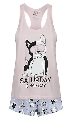 £7.99 • Buy Ladies Short Pyjamas Pj Set Ex Uk Store Uk 4-24 Vest Top Shorts Saturday Nap Day