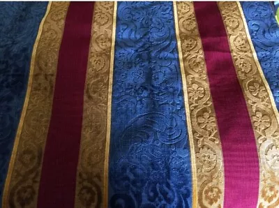 Lee Jofa Red Blue Gold Cut Velvet Vellum Epingle Fabric Made In Belgium • $115