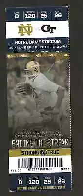 $7 • Buy NOTRE DAME Vs GEORGIA TECH FOOTBALL FULL TICKET  September 19, 2015