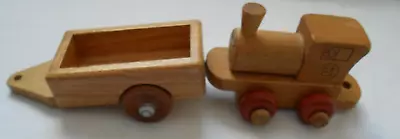 Vintage Montgomery Schoolhouse Vermont Wooden Train Engine And Car Happy Face VG • $5.69