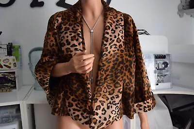 INC International Concepts Leopard Faux Fur  Cropped Jacket Size M • $15