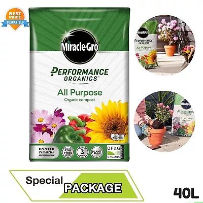 Miracle-Gro All Purpose Organic Soil Compost Garden Plant Flower Growing 40L • £12.88