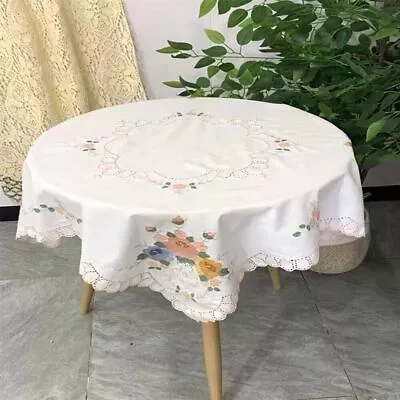 33  Vintage Embroidery Flower Lace Tablecloth Square Table Topper Doily Wedding • $13.49