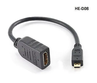 8  High Speed HDMI Female To Micro HDMI Male Cable W/ Ethernet HE-D08 • $7.95