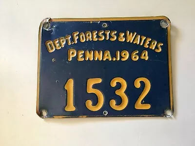 Vintage 1964 Dept Forests & Waters Pa Pennsylvania Boat Fishing Hunting License • $65