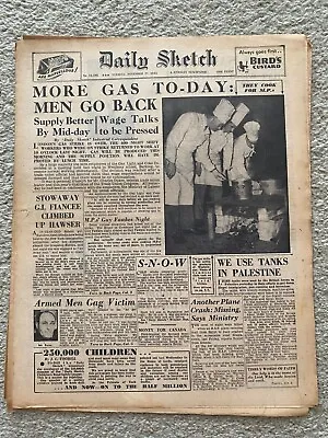 Daily Sketch Newspaper 1945 November 27th UK Gas Strike Ends  ORIGINAL • £12