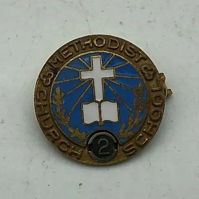 Methodist Church + School Pin 2 Year Member Pin Lapel Pin Patented Vintage • $8.66