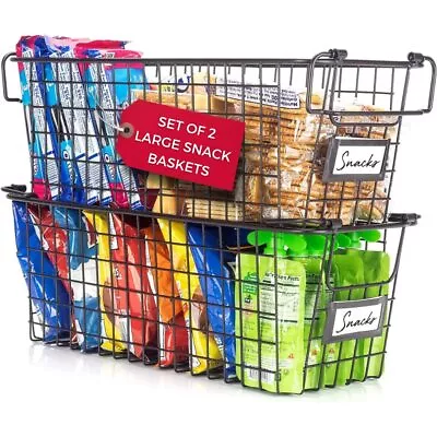 Gorgeous Stackable Wire Baskets For Pantry Storage - Set Of 2 Pantry Storage ... • $30.64