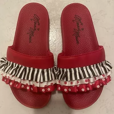 Disney Minnie Mouse Girls Sandals Tiered Ruffle  Slide On Size 1-2 Youth. • $7.95