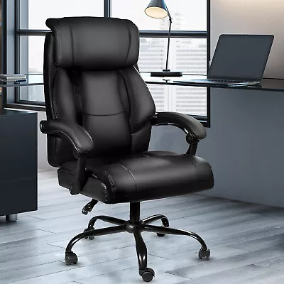 Big And Tall Office Chair Comfortable Computer Desk Chair Heavy Duty Chair Black • $125.98