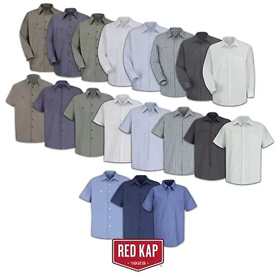 Red Kap Industrial Shirts Poplin Stripe / Microcheck 2 Pocket Work Uniform • $18.98