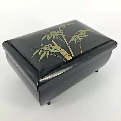 Chinese Lacquerware Jewelry Music Box Dr. Zhivago Laura's Theme Black Vintage • $20.90