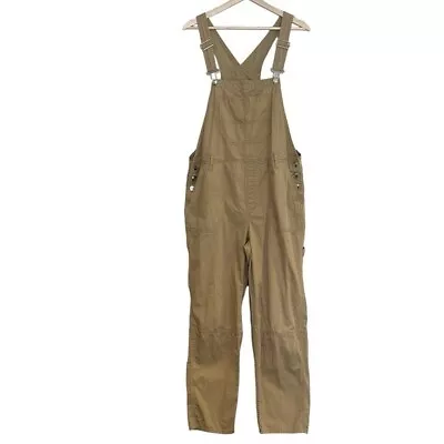 H&M Canvas Overall Jumpsuit Size 10 Tan Olive Green Adjustable Strap Pocket • $23.92