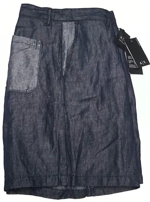 Armani Exchange A|X Mens Bermuda Shorts Blue Navy Heather Cotton Linen $110 • $33.99