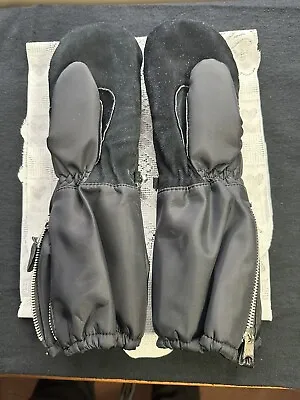 Vintage Ladies Retro Black Kombi Leather Ski Mitten Gloves Medium • $25.64