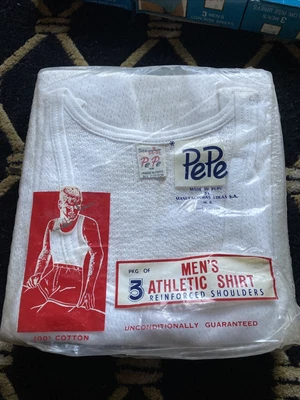 $40 • Buy Vintage A Shirt Pepe Athletic Underwear Undershirt Made In Peru 100% Cotton 60’s