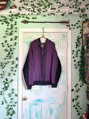 Vintage 90’s/2000’s Top Heavy Purple Striped Zip Up Jacket Hoodie Size XL • $49.99