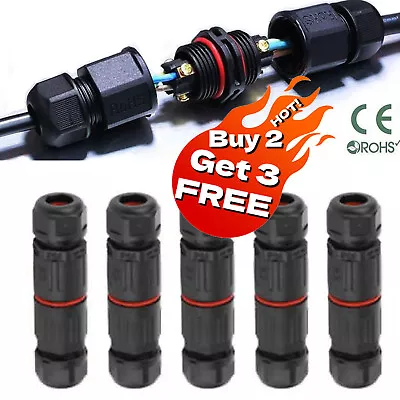 2 /3 Pole Core Joint Outdoor IP67 Waterproof Electrical Cable Wire Connector UK • £2.91