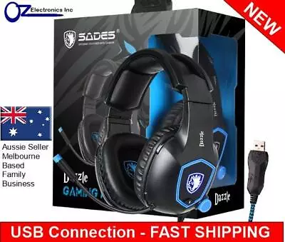 $29.95 • Buy SADES Dazzle USB PC Gaming Headset Headphones 7.1 Surround Sound Noise Reduction