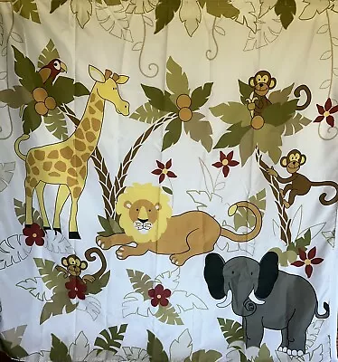 Jungle Animals Shower Curtain With Monkey Curtain Hooks • $10