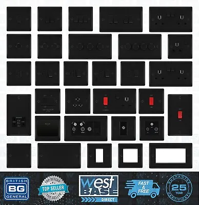 BG NEXUS METAL MATT BLACK Switches & Sockets Decorative BLACK ROCKER Full Range • £41.69