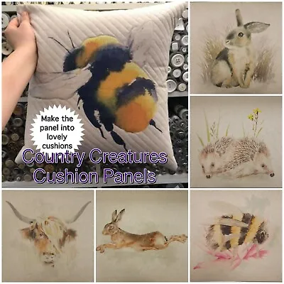 Fabric Cushion Panels Linen-look Country Creatures And Animals For Home Decor • £2.75