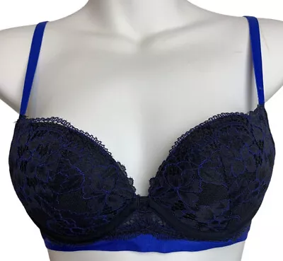 La Senza Lingerie Women’s Beyond Sexy Black & Colbalt Lace Bra 32B USED • $10.16