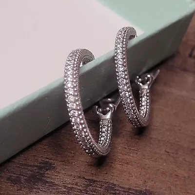 Judith Ripka Hoop Earrings Sterling Silver Cubic Zirconia Thailand • $75