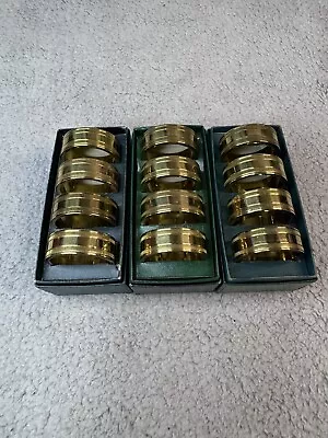 Virginia Metalcrafters Solid Brass Napkin Rings Set Of 12 Original Box Heavy • $50