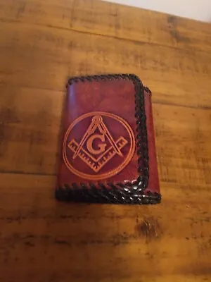 Masonic Genuine Tri Fold Leather Wallet Mason Freemason Wallet • $19.95