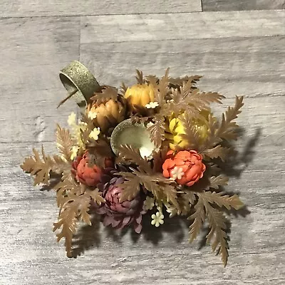 Vintage Metal Candle Holder Plastic Flower Wreath Hong Kong W2 • $7.99