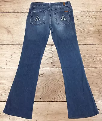 7 For All Mankind Blue Stretch Boot Cut Jeans W29 L30 Tag 28 Women's Made In USA • £19.95