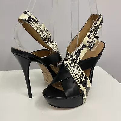 L.A.M.B Leather & Python Shoes Open Toe Platforms Fabulous & Sexy Size 6 1/2 M • $85