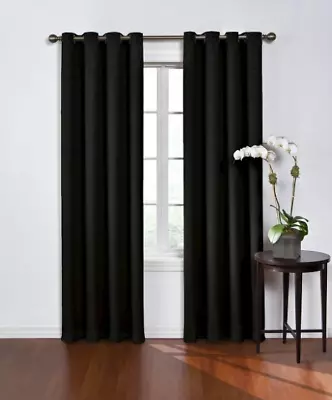 Round And Round Thermawave Blackout Curtain Panel Eclipse 52  X 84  Black • $24.99