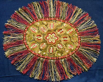 Antique Lovely Hungarian MATYO Silk Embroidery Oval Tablecloth • $115