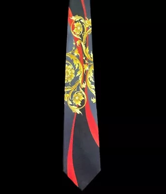 Stunning Vitaliano Pancaldi Baroque Black Gold Ornate Silk Tie • $45