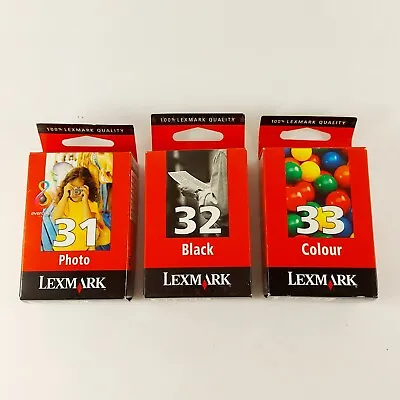 Lexmark Ink Cartridges Genuine 31 32 33 Photo Black & Colour New  • £24.99