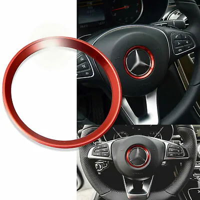 Red Steering Wheel Emblem Logo Trim Ring For Mercedes C E CLA GLA GLC 16-19 NEW • $9.69