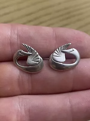 Vintage Ola M Gorie Finnish Bird Stud Post Earrings In Sterling Silver 925 • £82.04