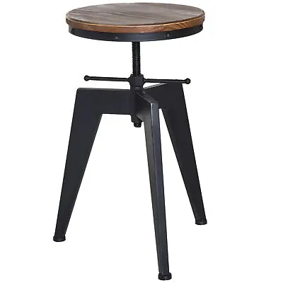 £49.99 • Buy HOMCOM Bar Stool Swivel Chair Wooden Top Adjustable Height Brown Pine Wood Steel