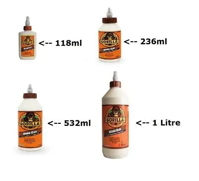 £10.99 • Buy Gorilla PVA Wood Glue Adhesive Water Resistance Carpentry Strong Durable Fast