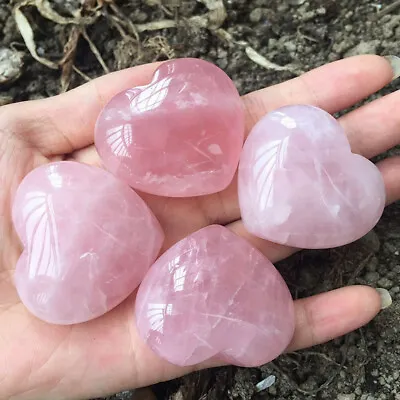 3~4.5cm Natural Rose Quartz Love Heart Shaped Pink Crystal Palm Healing Gemstone • $3.99