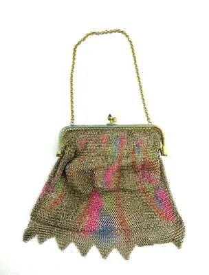 Antique  Chain Mail Purse Bag  Pink / Green / Orange Chain Handle • £19.95